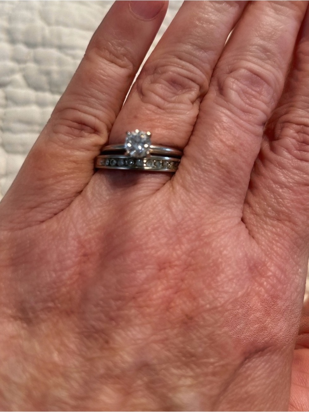 Genuine Diamond White Gold Wedding Ring Set